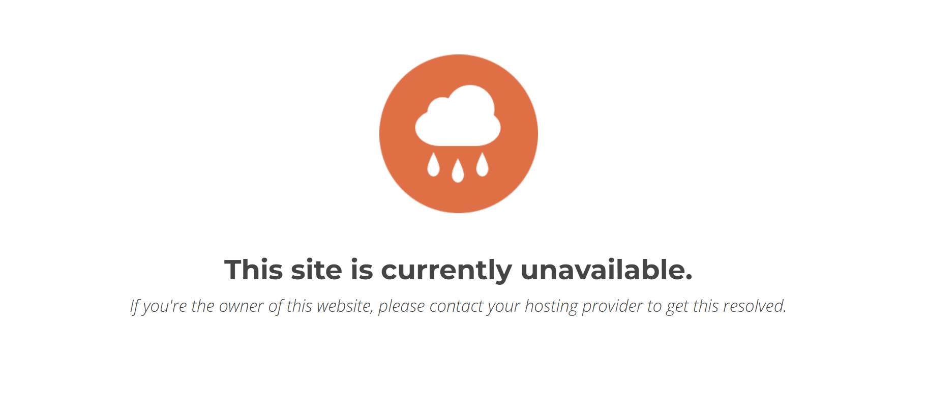 SiteGround suspended page reading This site is currently unavailable contact your hosting provider